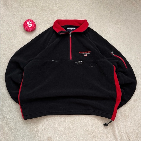 Ralph Lauren Other - Ralph Lauren Polo Sport Red and Black Fleece Zip up